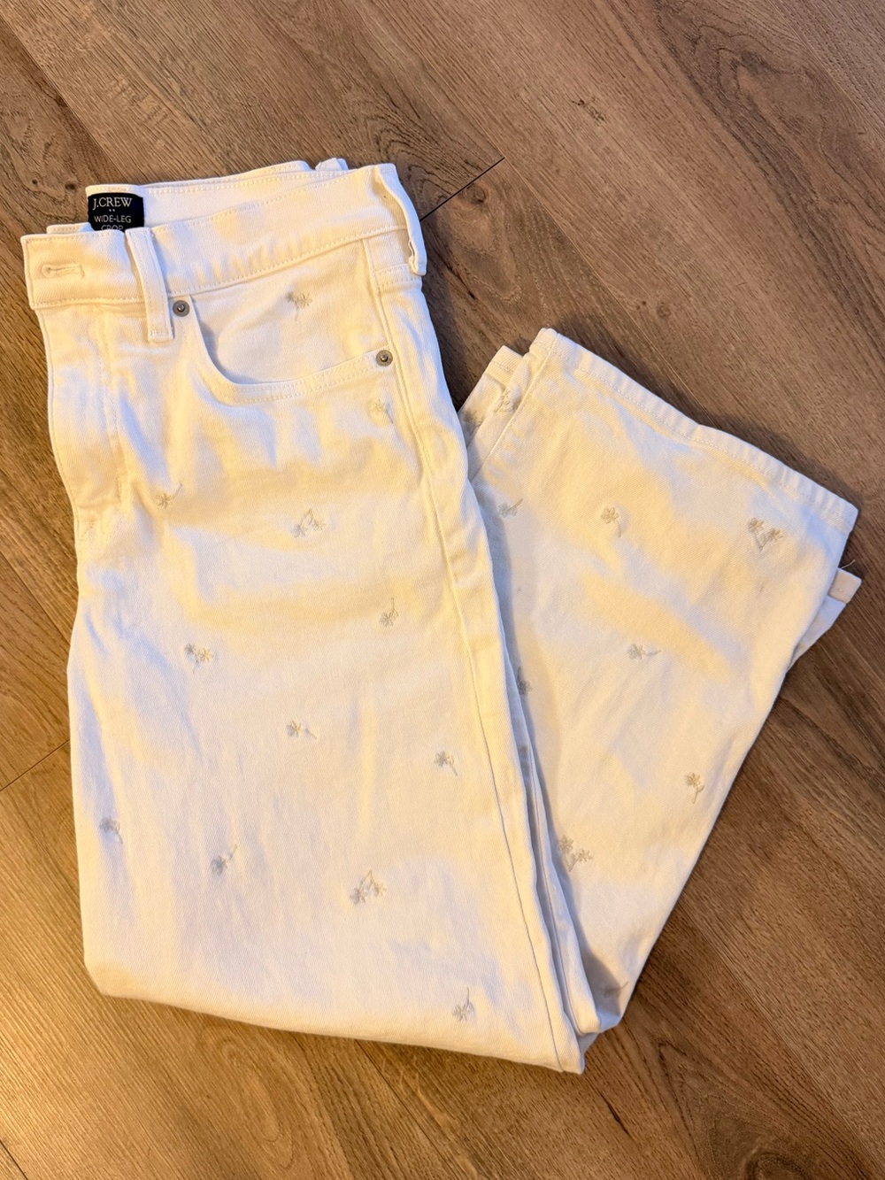 J. Crew wide leg embroidered cropped jeans - Picture 6 of 6